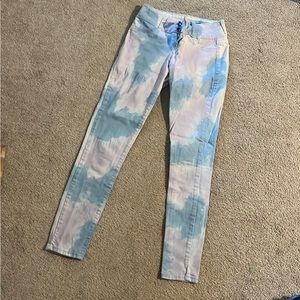 Blue and purple black heart skinny jeans from hot topic